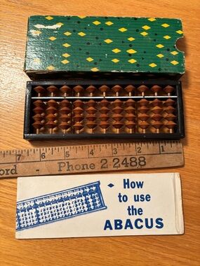 Vintage Wooden Abacus in Original Box + Instructions